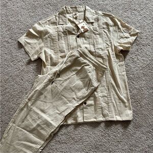 Beige dandy Del Mar linen pants